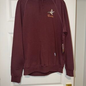 BURLEBO Maroon Hoodie with Embroidered Bird